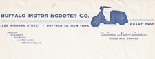 RARE Letterhead - Buffalo NY Motor Scooter Co - ca 1940s Indian Motorcycles etc