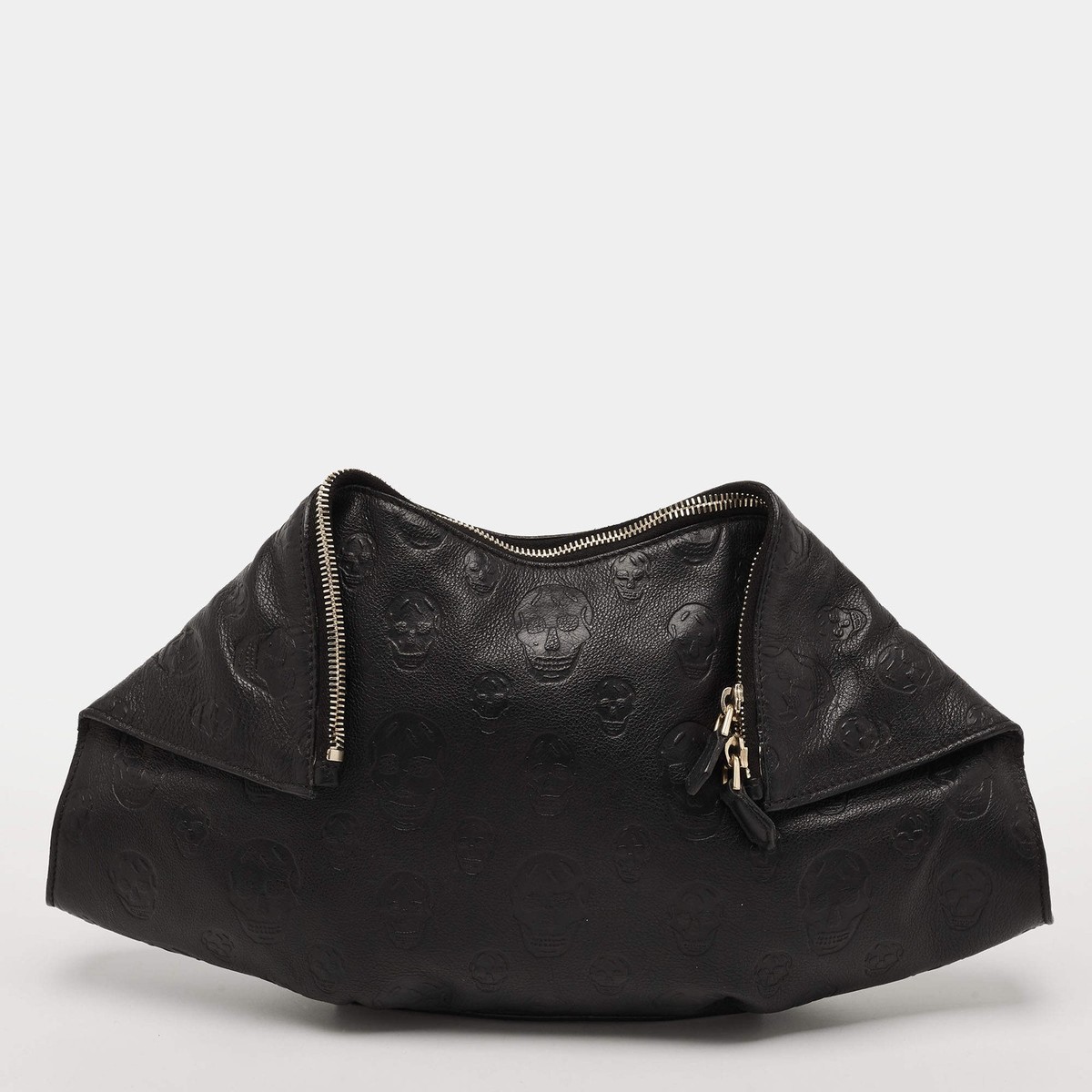 Alexander McQueen De Manta Black Skull Embossed Leather Clutch | eBay