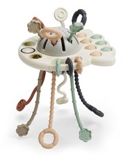 GOPO TOYS Baby Airplane Toys   Montessori Silicone Pull String Medium, Gray