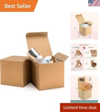 4x4x4 Brown Gift Boxes 25PCS - Kraft Paper, Solid, Folding, Party Favors