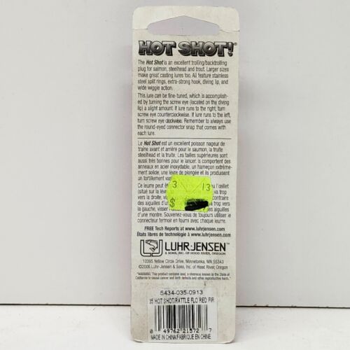 Luhr Jensen Hot Shot 35 Rattle Fluorescent Red Fire Fishing Lure 5434-035-0913 - Picture 3 of 4