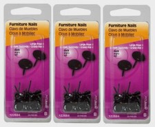 3 Sets Hillman Large Black Furniture Nails 25pk Large 3/8" Round Head 122684