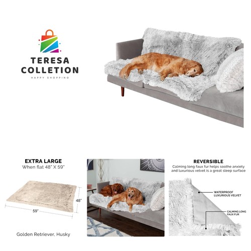 Waterproof Throw Blanket for Dogs & Indoor Cats, Washable - Shaggy Plush Calm...