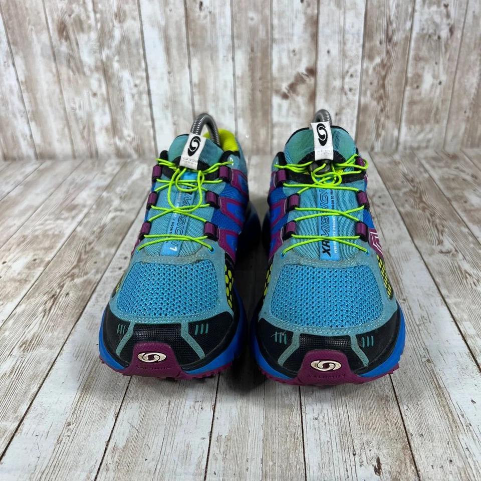 Salomon XR Mission Trail Running Zapatos Atléticos Azul Púrpura Amarillo Talla 7 Foto 4 de 4