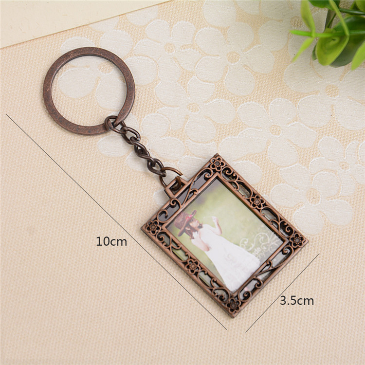 1X Creative Retro Mini Metal Photo Frame Key Chain Key Ring Charms ...
