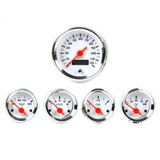 5 Gauge Kit Sae Og Classic White Orange M Needles Chrome Trim Instrument Panel