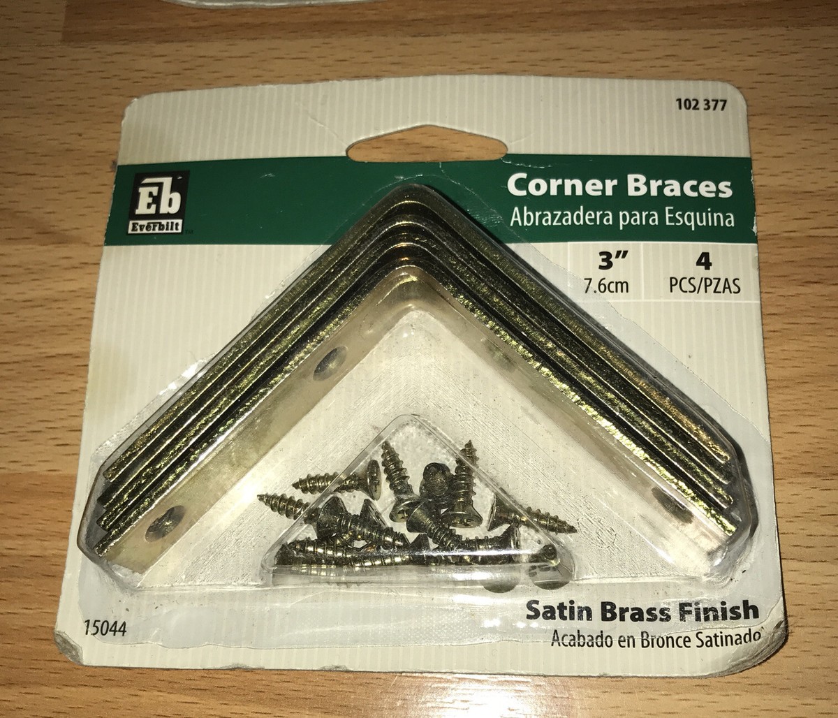 EB EVERBILT DOUBLE WIDE CORNER BRACES ZINK PLATED & SATIN BRASS