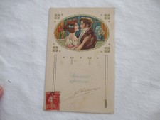 POSTKARTE FANTASIE GEPRÄGT - WIE CHROM 1900 - LIEBEVOLLE ERINNERUNGEN - PAAR