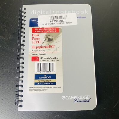 Cambridge Limited Digital Notebook From Paper To PC 5 3/8 X 8'' NEW