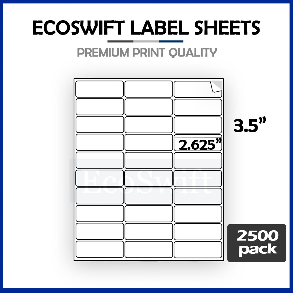 75000 2.625 x1 EcoSwift Laser Address Shipping Adhesive Labels 30/sheet 1 x2 5/8 769173285903 | eBay