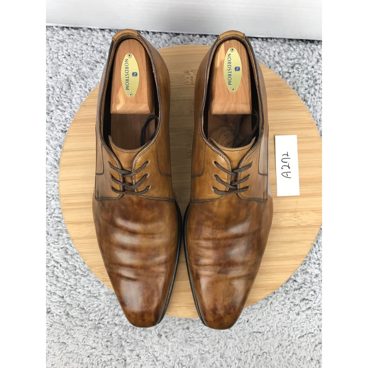 Magnanni Mens 11 Brown Leather Plain Toe Career Office Oxford Derby Dress Shoe Magnanni Brown Leather Plain Toe Career Oxford Derby Dress  main image 2
