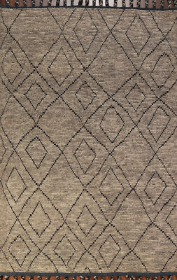 Custom Luxury Hand-Knotted Moroccan Wool Rug  Modern Home Decor 6x9 ft