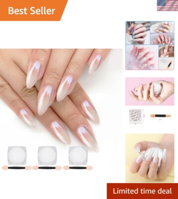 Iridescent Aurora Metallic Mirror Effect Pigment Set for Creative Nail Art