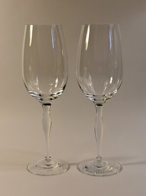 Orrefors Sweden Crystal Balans Pair of Wine Glasses 9'' Jan Johansson EUC