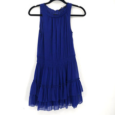 ZARA TRAFALUC Cobalt Blue Tiered Sleeveless Dress Ruffle S Flowy Layered Women