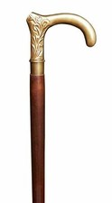 Antique Style Walking Stick Brass Handle Victorian Wooden Designer Shaft Cane