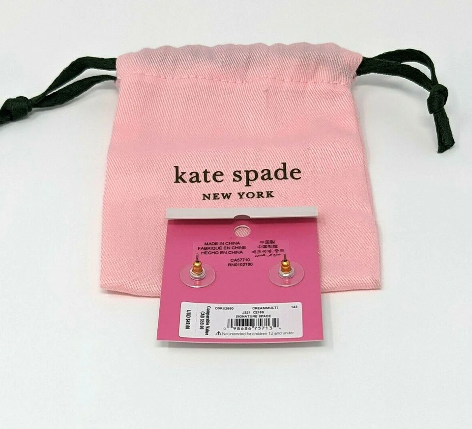 Серьги-гвоздики Kate Spade Signature O0RU2880 кремовые мульти с мешком для пыли - Изображение 4 из 4