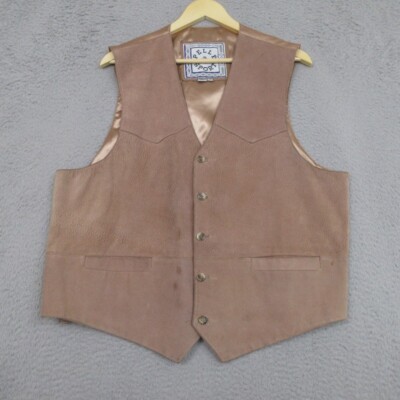 Pelle Sport Vest Men XL Brown Suede Leather Western Ranch Rugged Retro Style