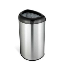 NINESTARS Trash Can Open Top Lid Black Stainl...