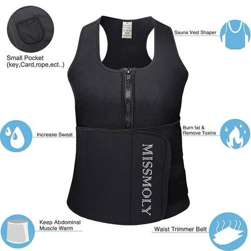 Mens Sauna Suit Sweat Vest Waist Trainer Body Shaper Tank Top Compression Shirt - Picture 3 of 30