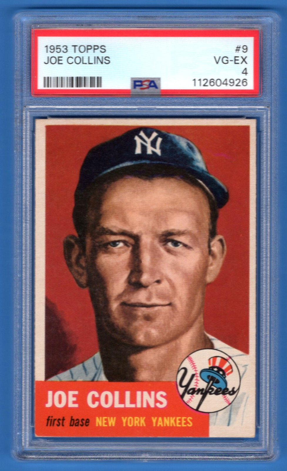 1953 TOPPS Joe Collins # 9 PSA 4 VG-EX