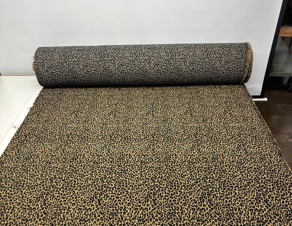 DESIGNER LEOPARD CHENILLE EBONY BLACK GOLD MULTIPURPOSE FABRIC BY YARD 57"W - Image 2 of 4