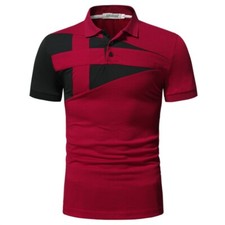 ZONBAILON Men's Color Contrast Fashion Versatile Sport Polo Shirt Short Sleeve
