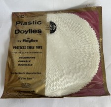 Vintage Roylies Lace Plastic Doylies 4 Count Of 10โ Diameter Made In USA Sealed