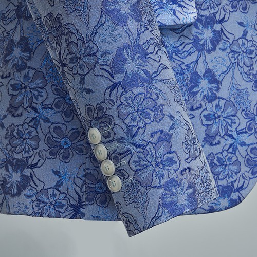 Men's Dress Host Wedding Groomsman Jacquard Blazer Suit Coast Pants Three Piece - Picture 4 of 31