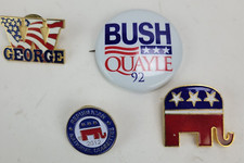 Vintage Republican Lapel Pins  Button Bush Quayle 92 George W Enamel Lot of 4