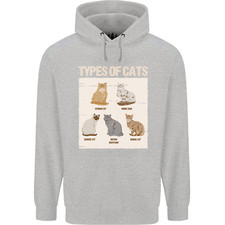 Felpa con cappuccio uomo Tipi di gatto persiano siamese britannico bengala 80% cotone