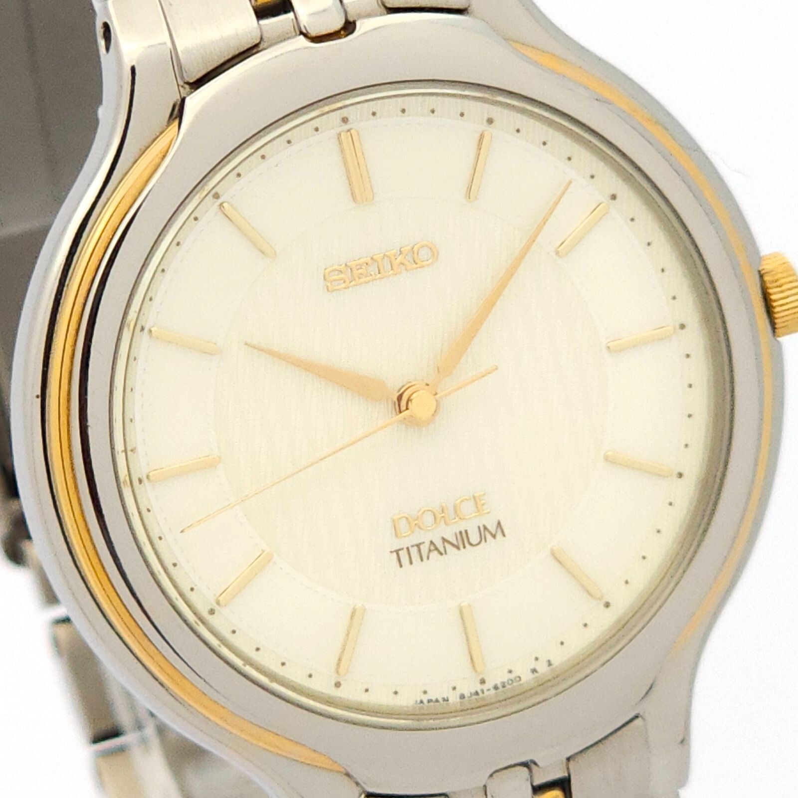 Seiko Dolce Titanium 8J41-6120 Gold Quartz Mens Watch Japan USED