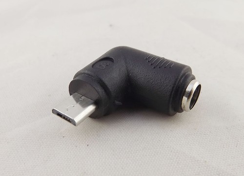 DC 5.5mm x 2.1mm Female To Micro USB 5 Pin Male Right Angle Power Supply Adapter - 第 1/8 張圖片