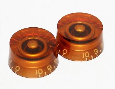 Pair Of Left Handed Speed Knobs For Gibson Epiphone Prs Les Paul Etc Amber Ebay