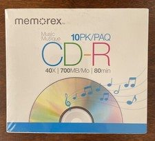 Memorex Music 10 Pack CD-R 40X 700MB 80Min Recordable Blank Media CDS