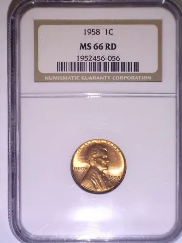 1958 NGC MS66RD Lincoln Wheat Cent - 1C - US One Cent - Red and Luster!