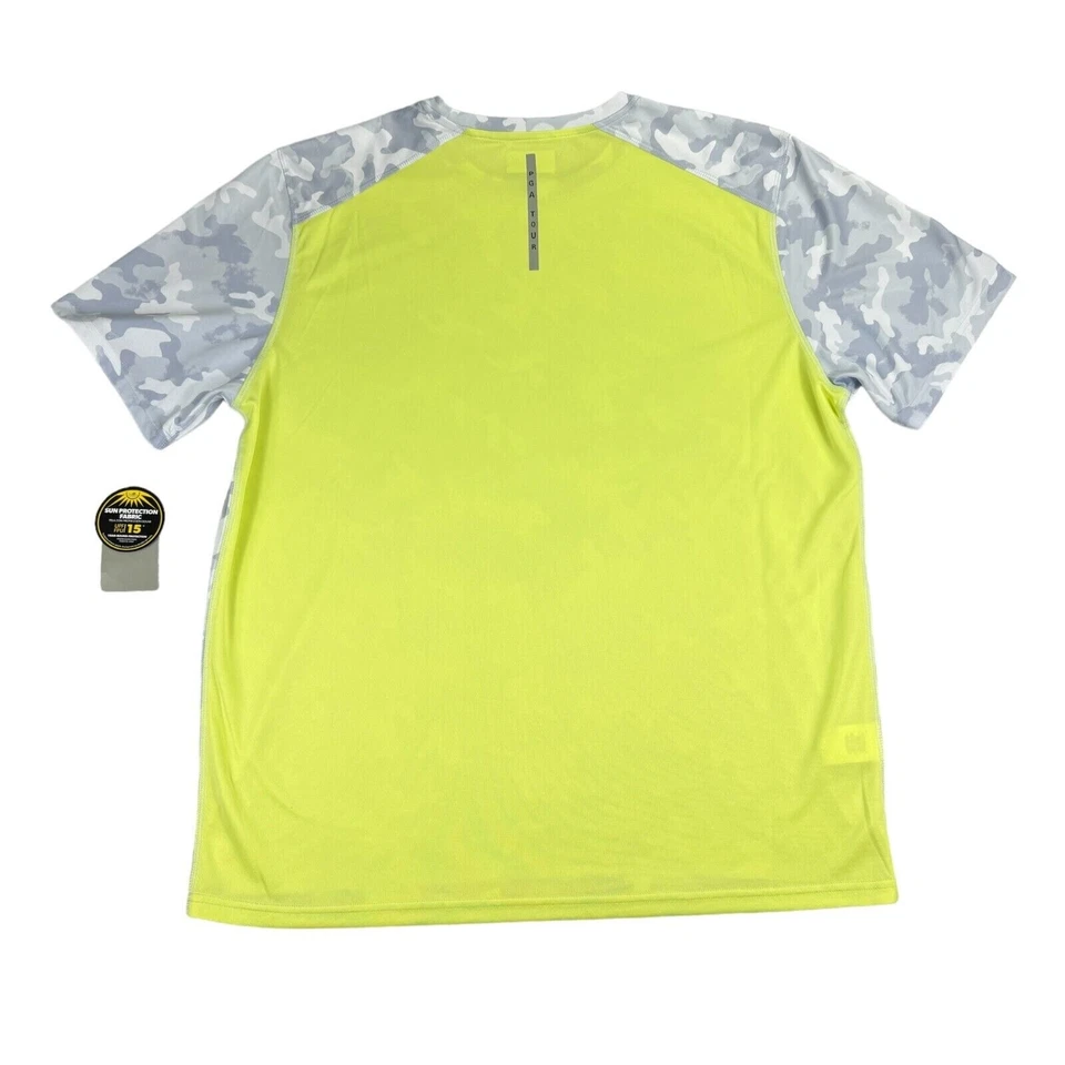 Camiseta de golf PGA Tour para hombre Performance camuflada manga corta gris amarilla, XL Foto 3 de 3