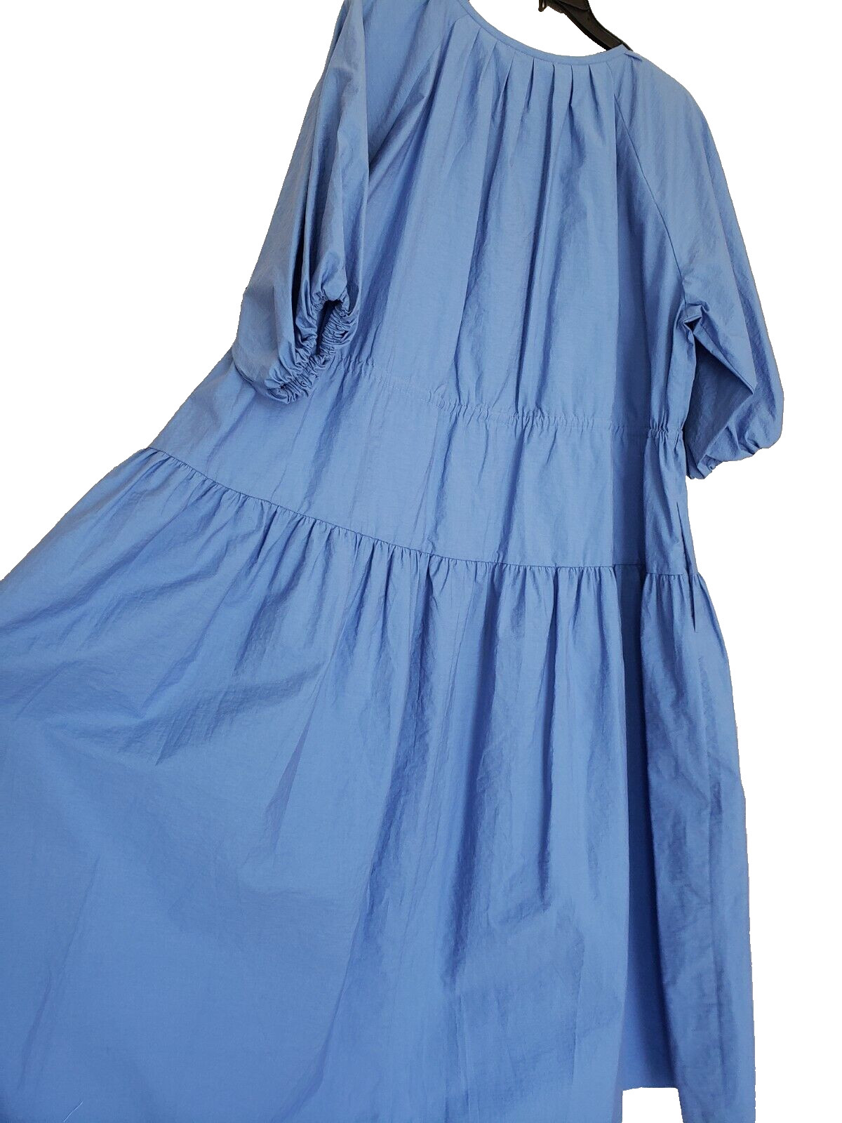 New MaxMara Weekend $565 46IT/fit 12-14US Multi-Wear Crinkled Cotton Blue Dress image 6
