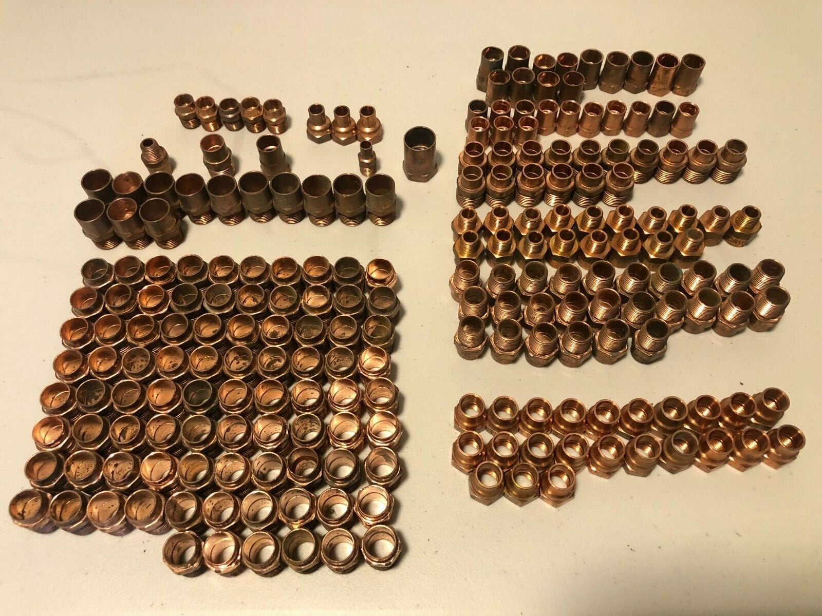 Copper Fitting Lot 1/2"- 1/4" range Adapters (222 pcs)