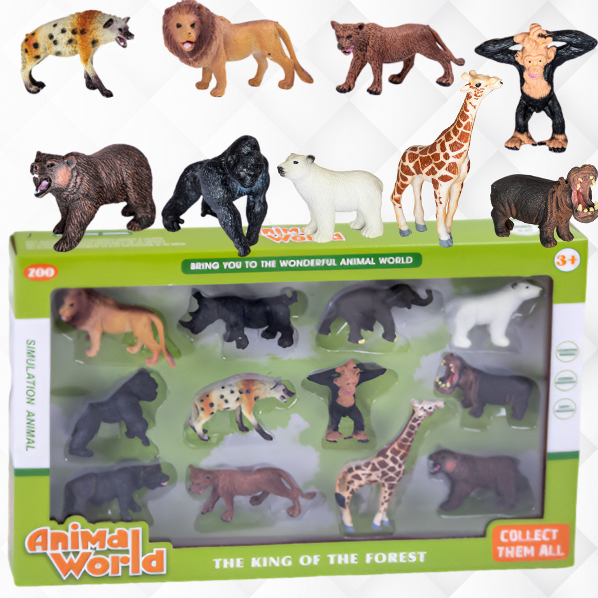 Toy Animal Figures wild Africa Variety Jungle Animals 12Pcs of beautiful Toy