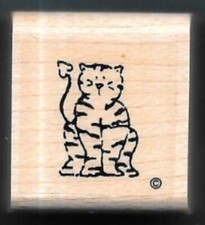 CAT STRIPED FELINE HOME PET FUR FRIEND Farm Animal Wood Mount CRAFT RUBBER STAMP
