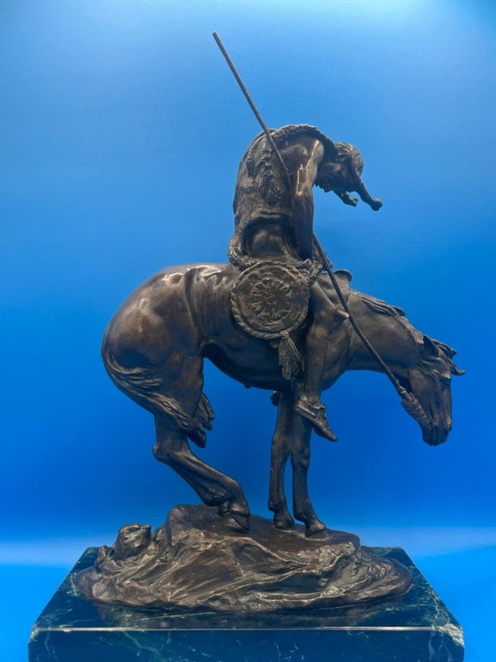 Vintage 1979 Bronze End Of The Trail Native Figure Signed - Image 2 of 4