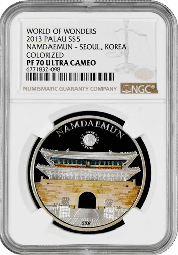 Palau 5 dollars 2013, NGC PF70 UC, "World of Wonders - Namdaemun, Seoul" Top 5/0