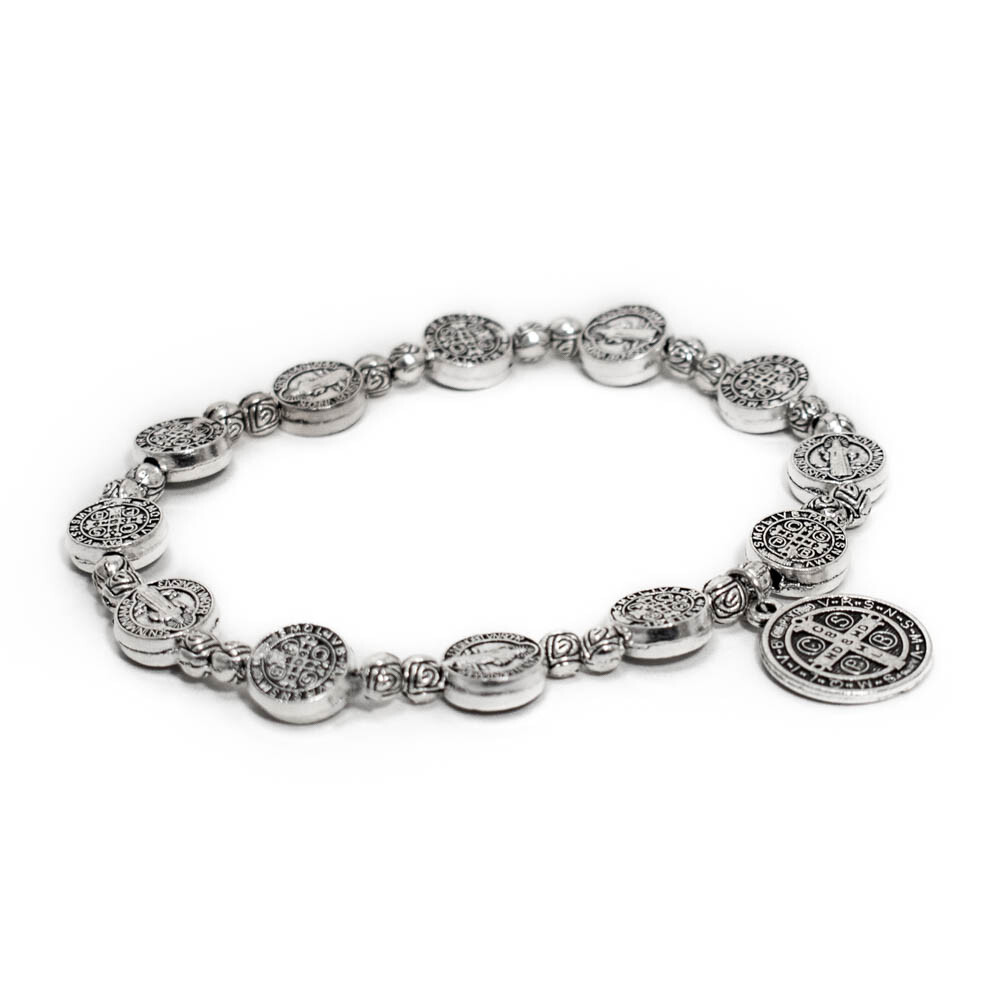 Bracciale A Catena In Acciaio Inossidabile, Ciondolo Con Ciondolo San Benito, Medaglia Di San Benedetto, Regalo Religioso Per Lui, I Suoi Bambini - Foto 10