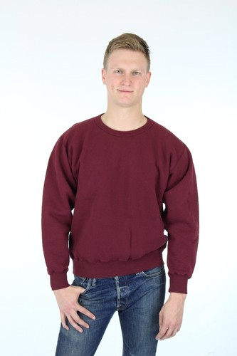 Mens Burgundy 100% Cotton Heavy Crew Neck Sweatshirt - Made in Canada - Picture 2 of 5