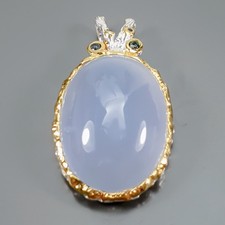 Pendentif calcédoine naturelle fait main 26 ct+ en argent sterling 925 /NP52305