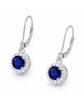LAB CREATED BLUE & WHITE SAPPHIRE STUD EARRINGS .925 Silver - Lever Back — photo 5