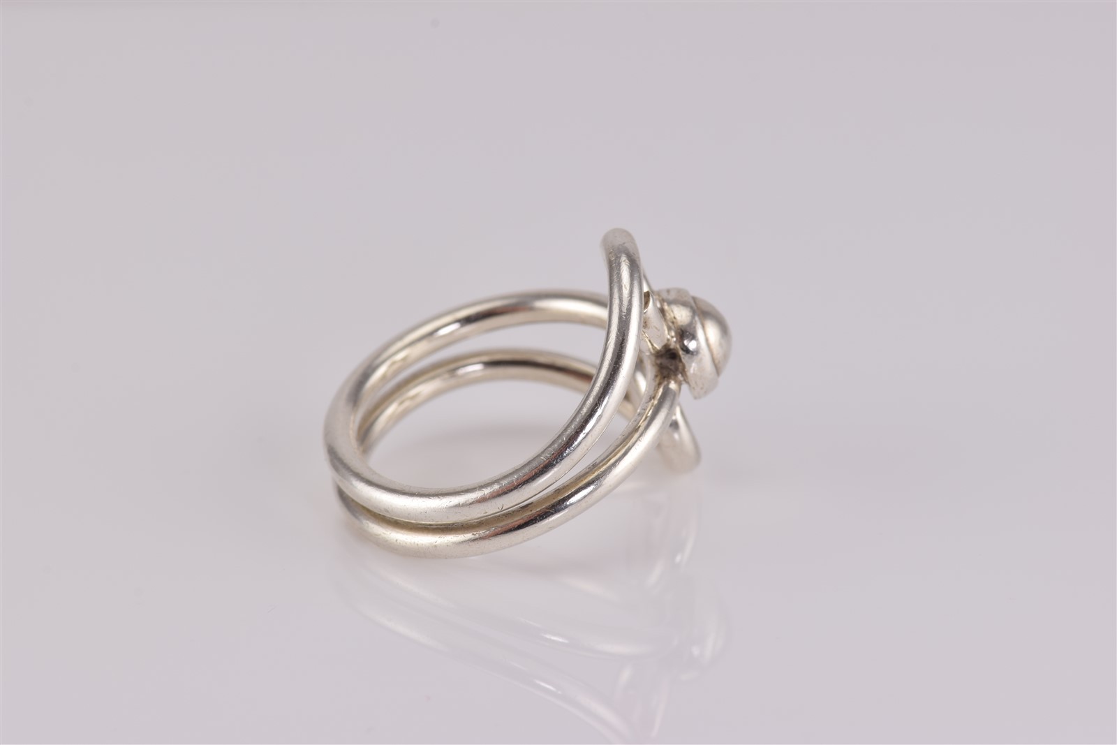Sterling Silver Double Swirled Loop Polished Butt… - image 3