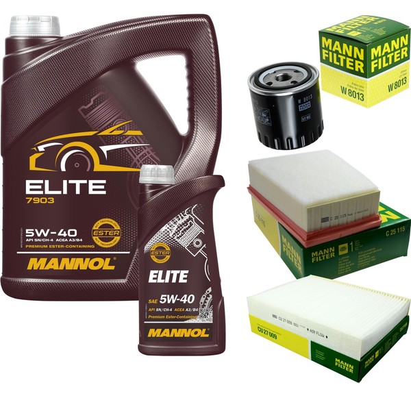 Mann Inspektionspaket 6L Mannol Elite 5W-40 FüR Renault Grand ScéNic III 1.9 Dci-image