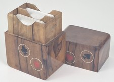 Vecchia Scatola Di Carte Da Gioco In Legno O892